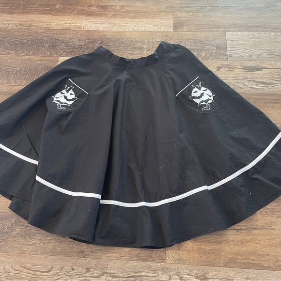 Hell Bunny full moon goth black bat witchy embroidered skirt M - Picture 3 of 10